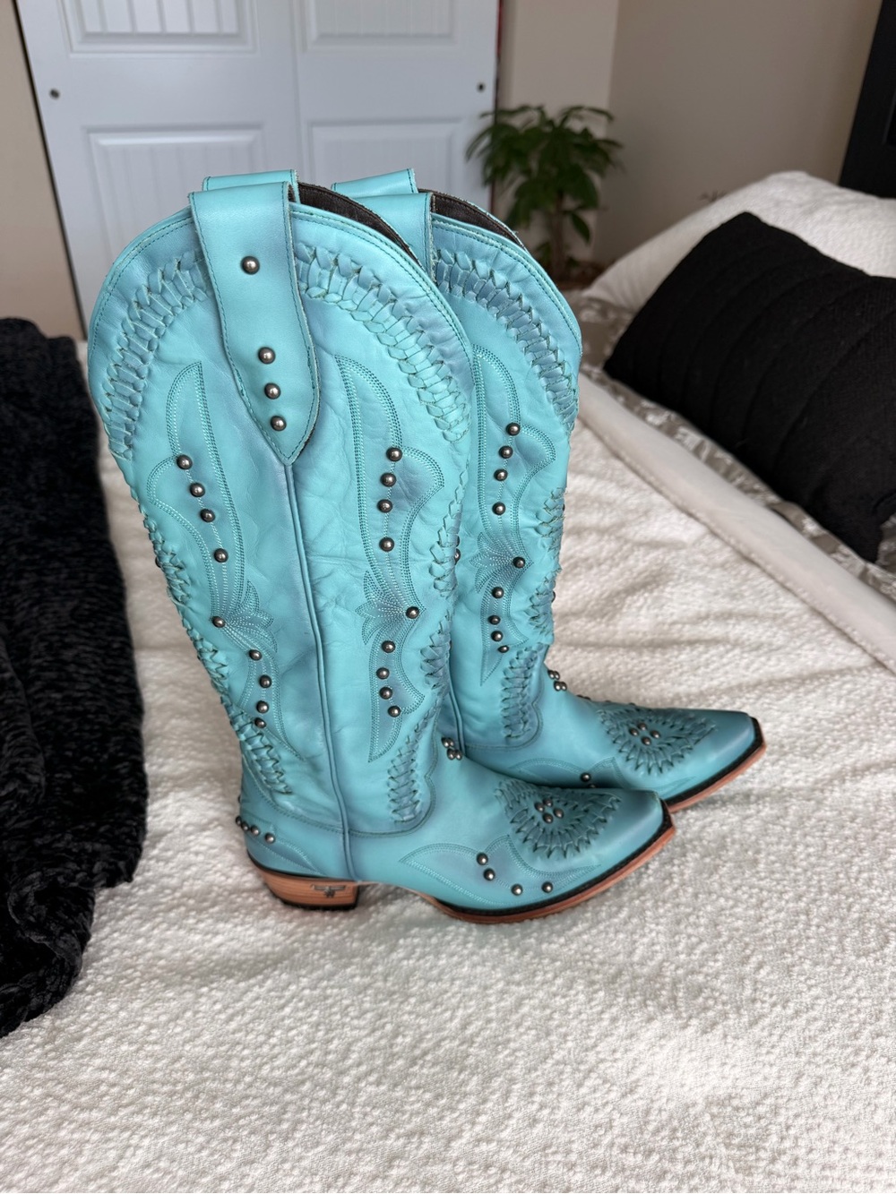 Lane Cossette Turquoise Western Cowboy Boots Size 7.5